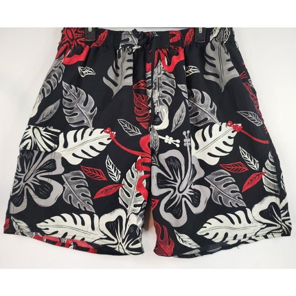 Burnside Other - Burnside Shorts Mens XL Multi Color Big Leaf Pattern Front Tie Cargo Swim Short
